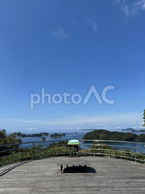 船越展望所から見る九十九島の風景 船越展望所,展望所,展望台の写真素材