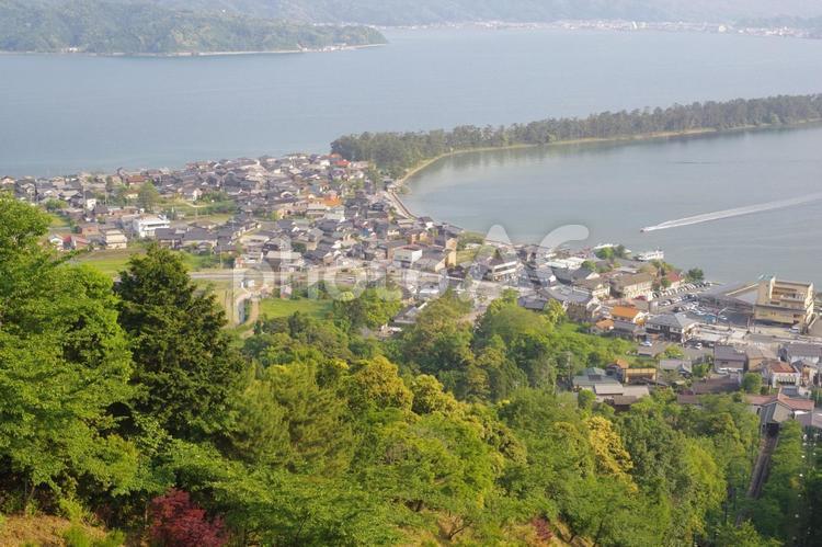 遠くからの景色 海,街並み,町並みの写真素材
