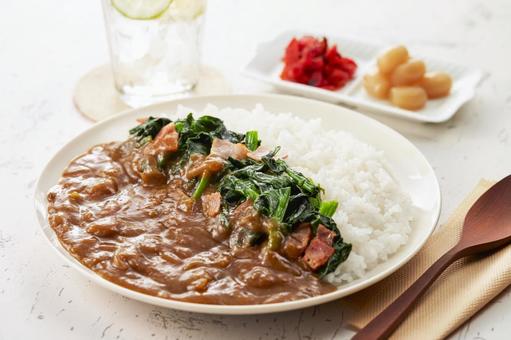 カレーライス ほうれん草とベーコン カレーライス ほうれん草とベーコン ほうれん草,ベーコン,バターソテーの写真素材