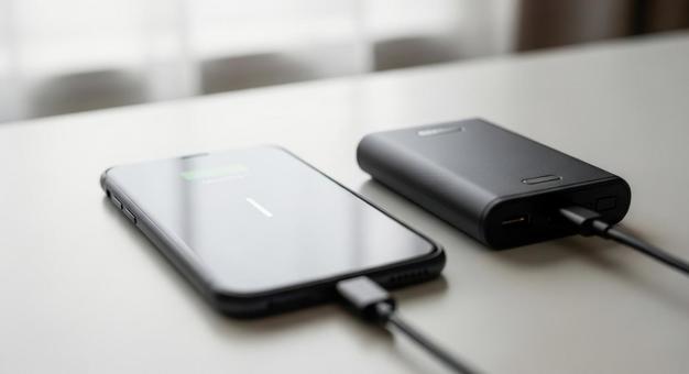 A mobile battery that charges your smartphone by the window, smartphone, charge, mobile battery, JPG