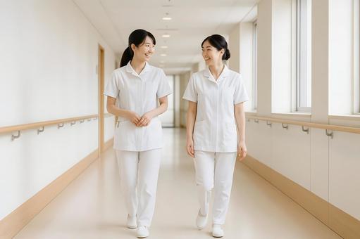 廊下の看護師の写真