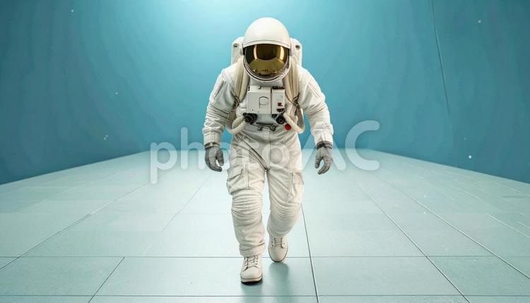 宇宙船艦内を歩く宇宙飛行士 宇宙服,歩行,宇宙飛行士の写真素材