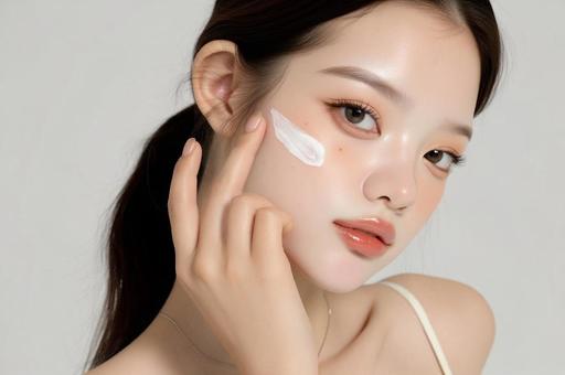 エステ　クリームを塗る女性の写真