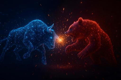 激突するブルとベア 激突するブルとベアの写真