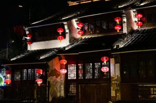 蘇州・七里山塘(山塘街)の夜景 蘇州・七里山塘(山塘街)の夜景の写真