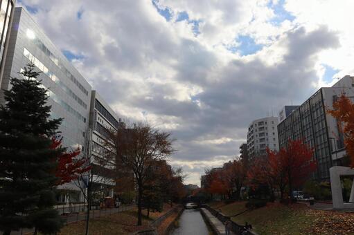 創成川 北海道,札幌市,河川の写真素材