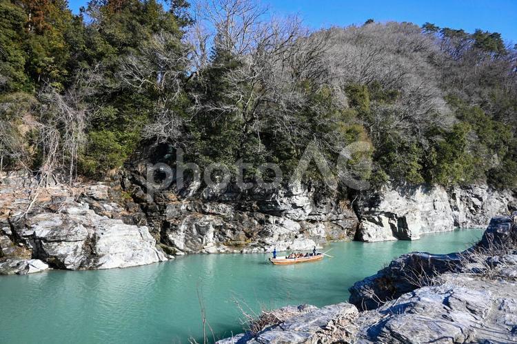 長瀞石畳から見た風景 長瀞,石畳,埼玉の写真素材