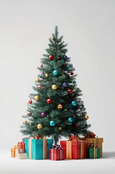 プレゼントが置いているクリスマスツリー プレゼントが置いているクリスマスツリーの写真