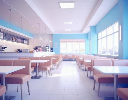 パステルカラーのカフェの写真