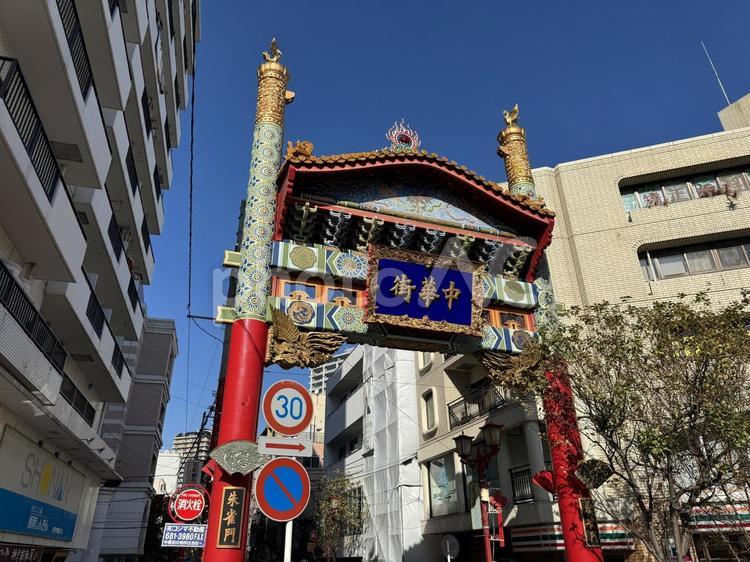 横浜中華街 横浜,中華街,街並みの写真素材