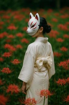狐面に導かれて/秋の記憶(AI生成) 狐面に導かれて/秋の記憶(AI生成)の写真