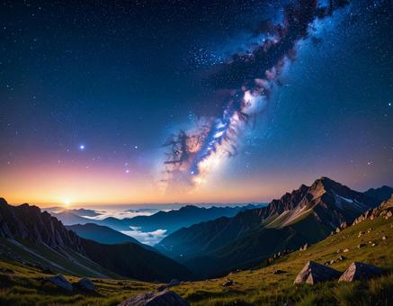 幻想的な星空の夜空 幻想的な星空の夜空の写真