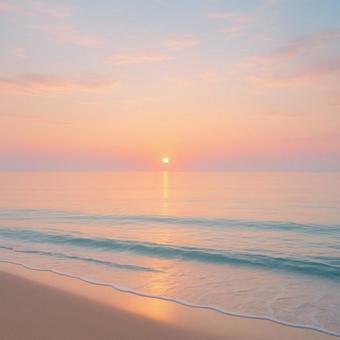 朝日に照らされる静かな海 朝日に照らされる静かな海の写真