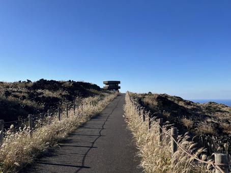 大島三原山山頂のススキ風景 大島,三原山,山頂の写真素材