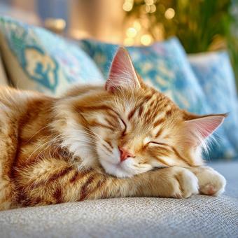安らかな眠りにつくかわいいキジトラ猫 安らかな眠りにつくかわいいキジトラ猫の写真
