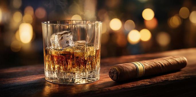 贅沢なひとときを彩るウイスキーと葉巻 贅沢なひとときを彩るウイスキーと葉巻の写真