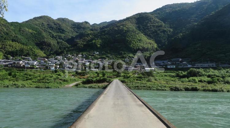 越知町-浅尾沈下橋 風景,沈下橋,聖地巡礼の写真素材