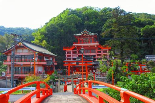 広島県-草戸稲荷神社-本殿と鳥居と稲荷橋 草戸稲荷神社,神社,本殿の写真素材