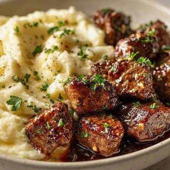 濃厚なソースが絡む牛肉のメインディッシュ 濃厚なソースが絡む牛肉のメインディッシュの写真