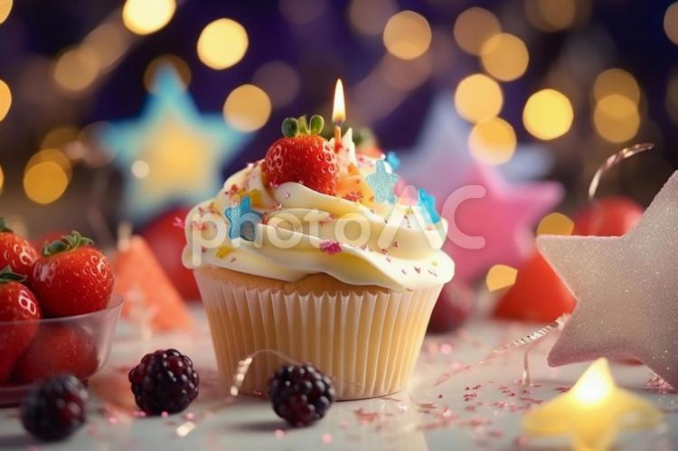 デコレーションの可愛いカップケーキ カップケーキ,マフィン,スイーツの写真素材