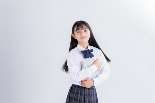 Photo, uniform, white background, looking at the camera, 