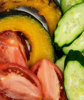 夏野菜サラダ_アップ 夏野菜サラダ_アップ サラダ,野菜,かぼちゃの写真素材