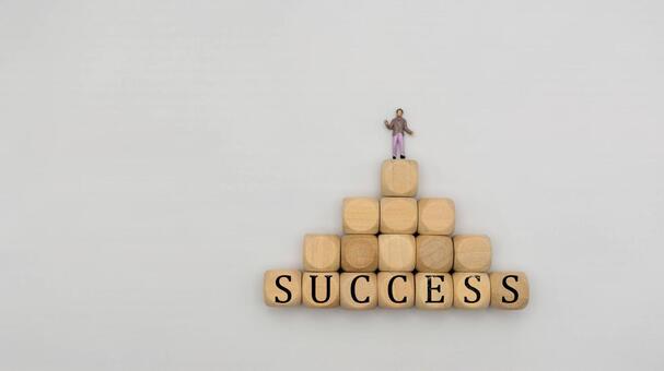 文字ブロックと人形「SUCCESS」 ミニチュア,人形,ブロックの写真素材