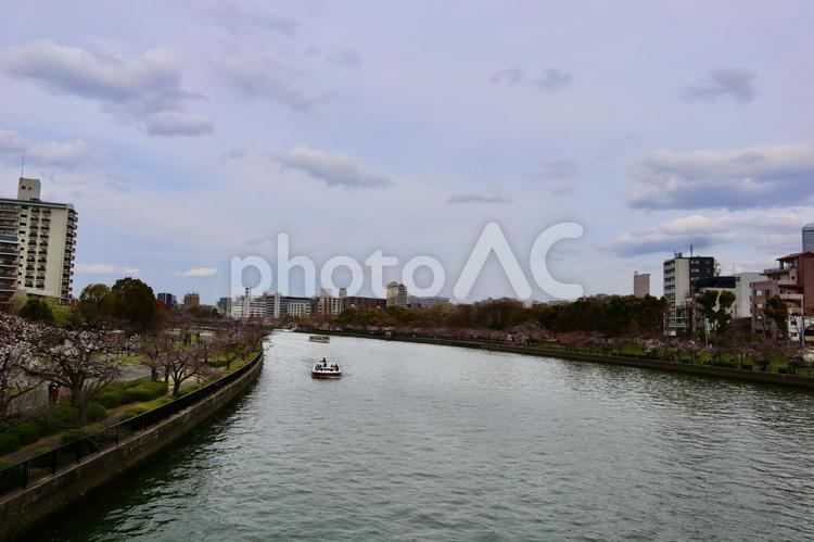 大阪　大川（旧淀川）の風景 大川,大阪市,河川の写真素材