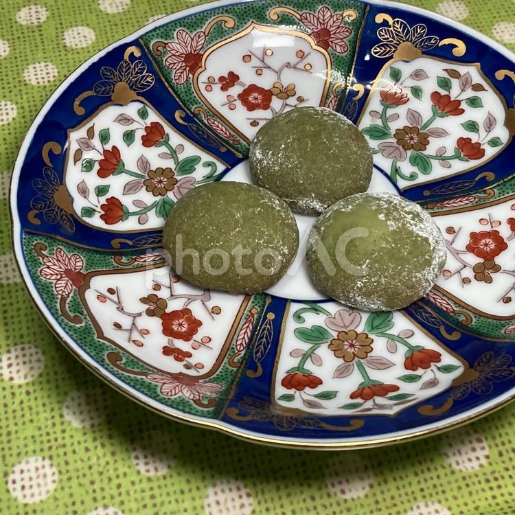 抹茶ほろほろサブレ３個 抹茶,スイーツ,サブレの写真素材