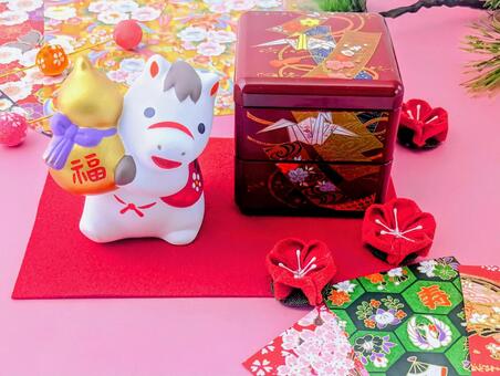 可愛い午年の年賀状5 お正月,年賀状,新年の写真素材