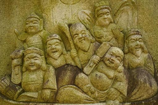 土浦市、真延寺参道にある七福神の碑 土浦市、真延寺参道にある七福神の碑の写真