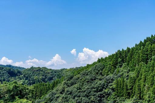 爽やかな青空と新緑の山 爽やかな青空と新緑の山 風景,晴れ,雲の写真素材