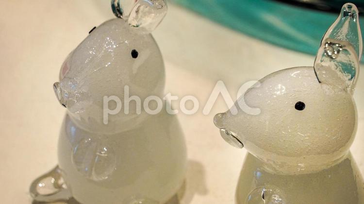 うさぎのガラス細工 ウサギ,うさぎ,兎の写真素材