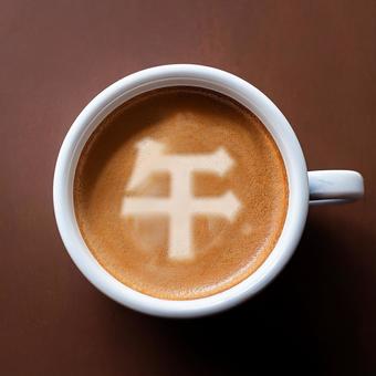 ラテアート　午年 ラテアート,午年,干支の写真素材