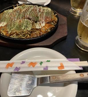 広島焼き 広島焼き 広島焼き,お好み焼き,豚玉の写真素材