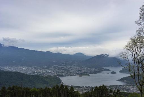 山梨県河口湖周辺の街並み 河口湖町,河口,勝山の写真素材