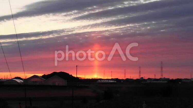 こんなの初めて見ました 日の出,太陽,光の写真素材