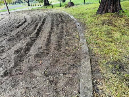 耕された土の畝 園芸,花壇,畝の写真素材
