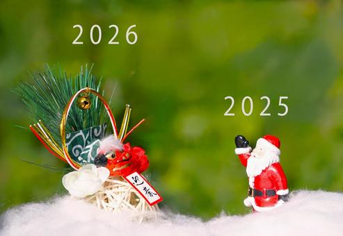 獅子舞＆サンタ（西暦） クリスマス,正月,新年の写真素材