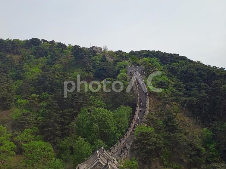 急勾配な万里の長城 風景,景色,緑の写真素材