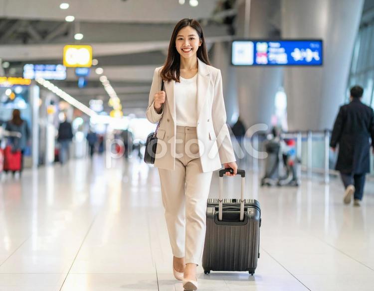 エアポートの彼女・出張に向かう 女性,海外出張,エアポートの写真素材