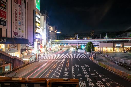 上野駅前の夜景 上野,上野駅,夜景の写真素材