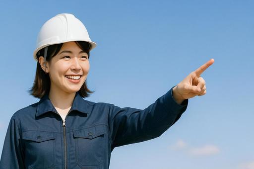 指をさす建築女子 指をさす建築女子の写真