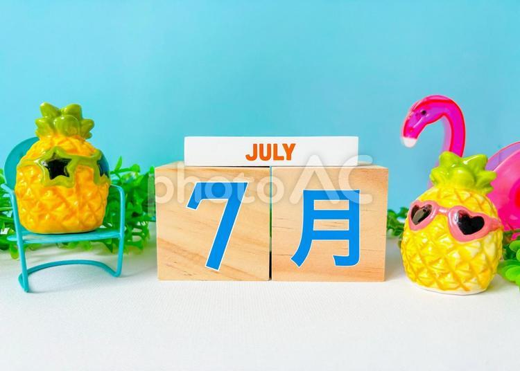 7月のディスプレイ　7月イメージ素材 7月,七月,夏の写真素材