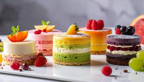 ショートケーキの集合イメージ ショートケーキの集合イメージの写真
