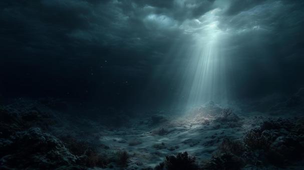 光が差し込む暗い海 光が差し込む暗い海の写真