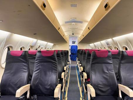 飛行機 飛行機 旅客機,シート,リクライニングの写真素材