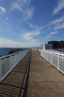 海と空と散歩道の写真