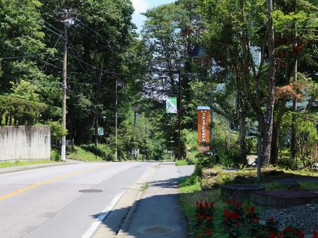 草津温泉町内循環バス レクの森バス停 草津温泉町内循環バス,レクの森,バス乗り場の写真素材