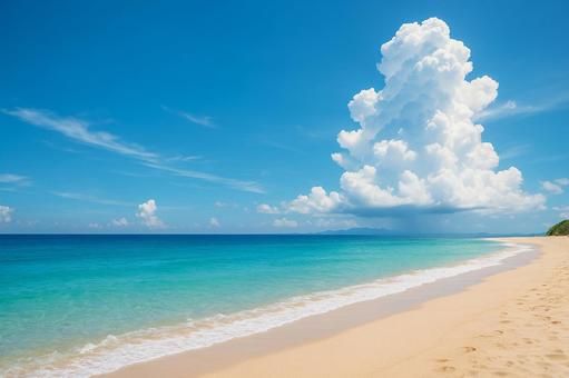 夏の海と入道雲の写真